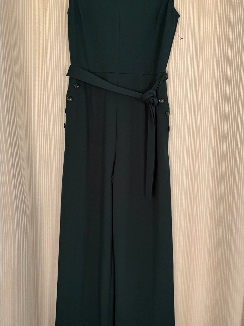 Apt. 9 Dark Green Wide-Leg Jumpsuit with Waist Tie